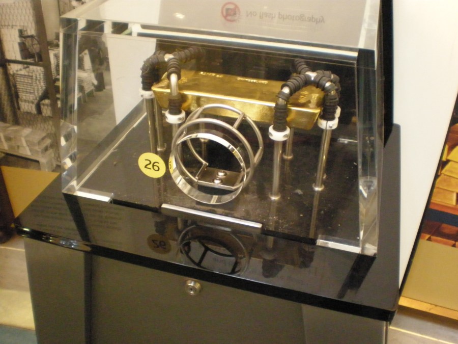 a gold bar in the Bank of England Museum