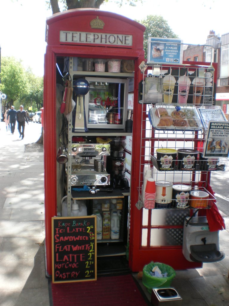 red phone box as a bar in London