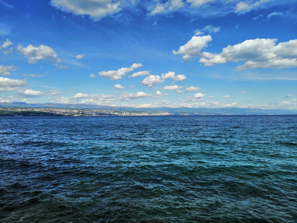 View of Rijeka from the Opatija bay, Croatia